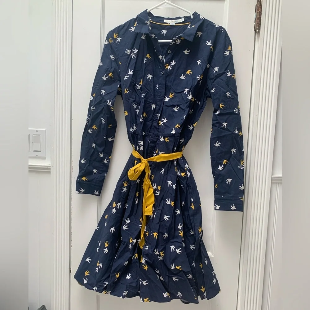 GUC - Boden Shirt Dress - Sparrow Print.  Sz 10 - Picture 2 of 5